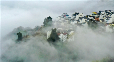 烟雨江南 水墨山村