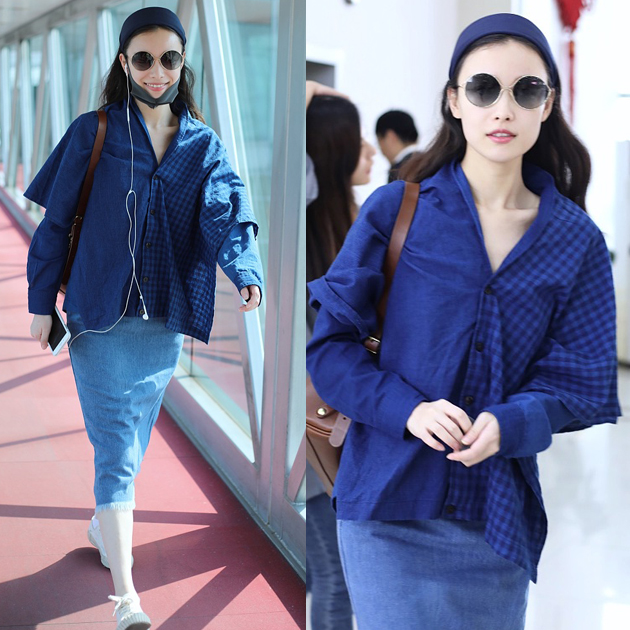 倪妮戴纯色发带